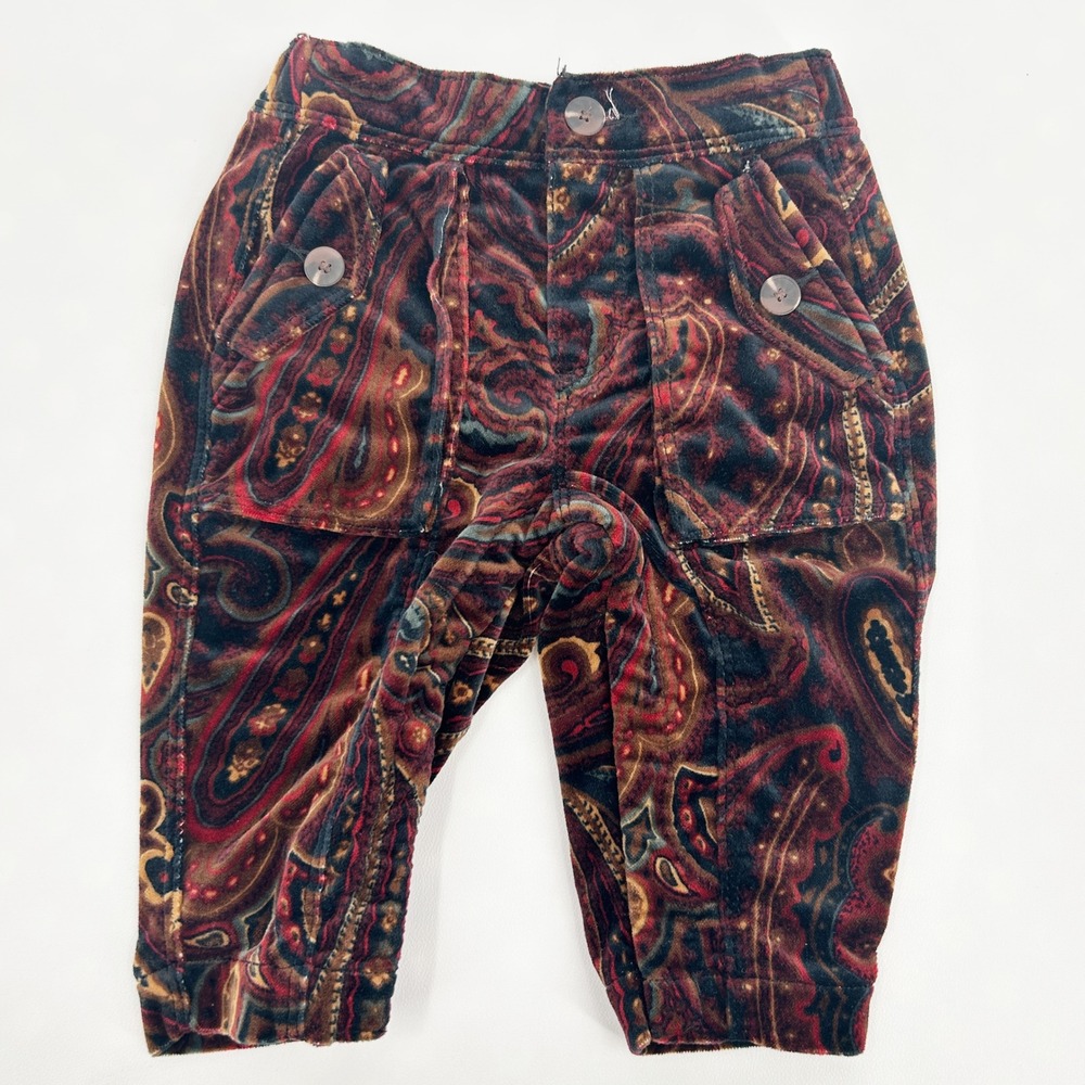Banana Republic Baby Girls Velvet Paisley Print Barrel Leg Pants Size‎ 6-12M